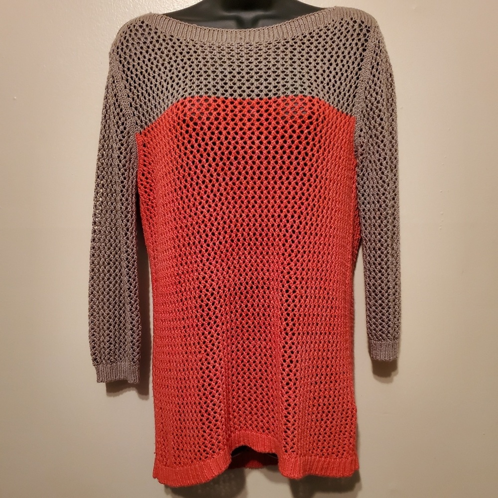 Taupe and Orange Cable Knit Sweater by Apt. 9
